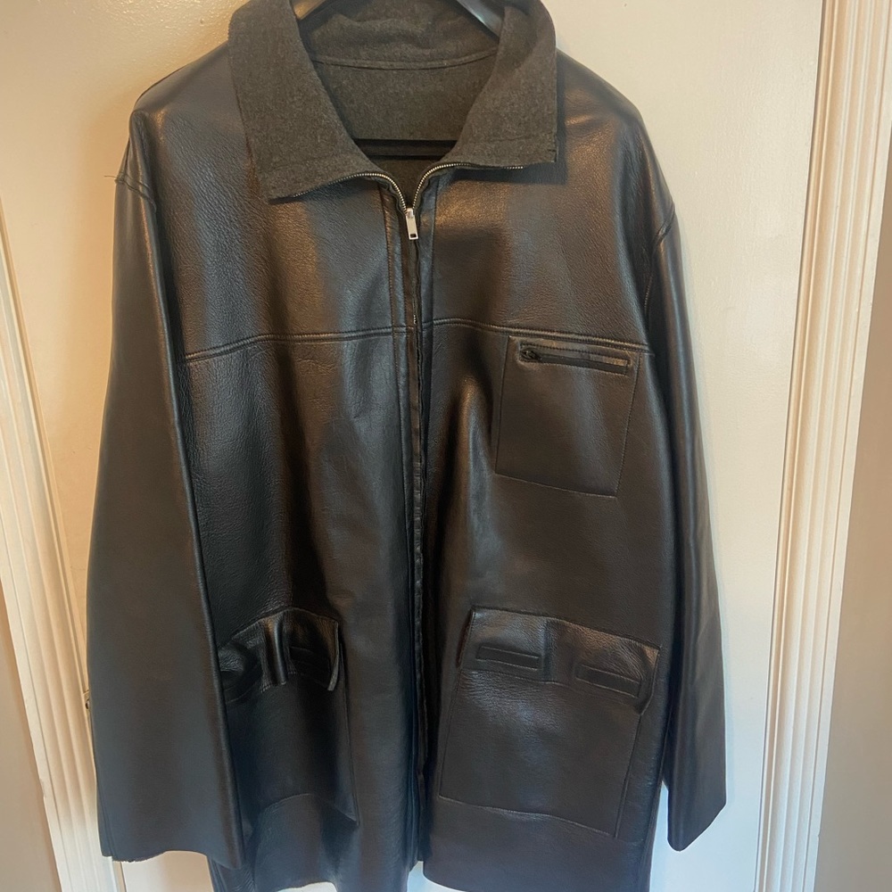 Laser cut Italian leather jacket